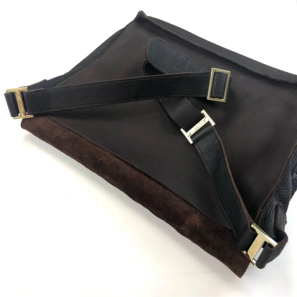 DUSSAULT brown leather Limited Edition Gene Simmons messenger bag